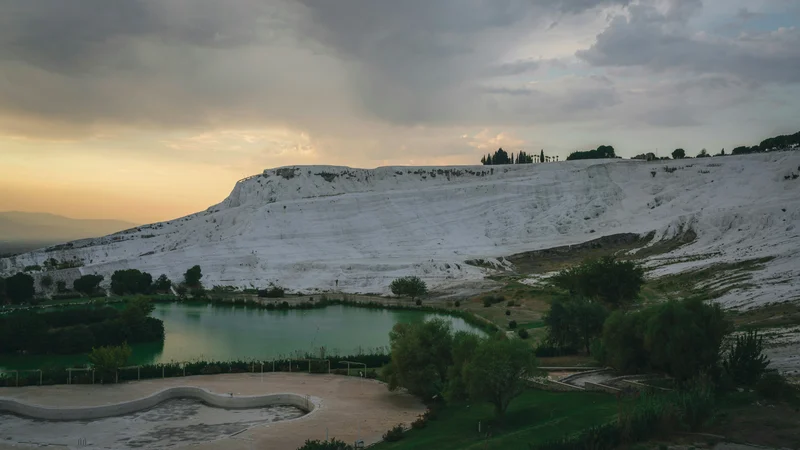 White travertine terraces of Pamukkale, Turkey