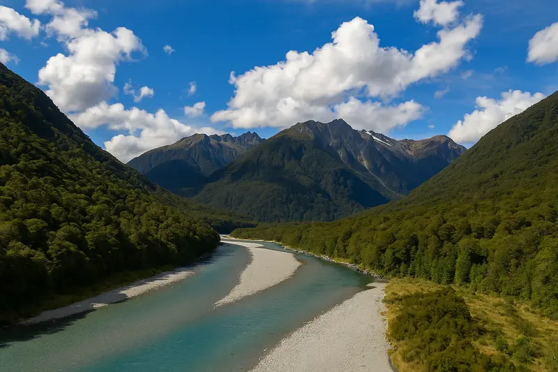 Haast River, Haast Pass, Mount Aspiring National Park, New Zealand