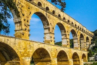 Ancient Roman aqueduct Pont du Gard near Nîmes, France