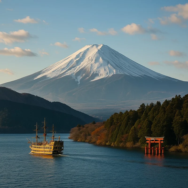 Lakeside view of Mt Fuji, Japan